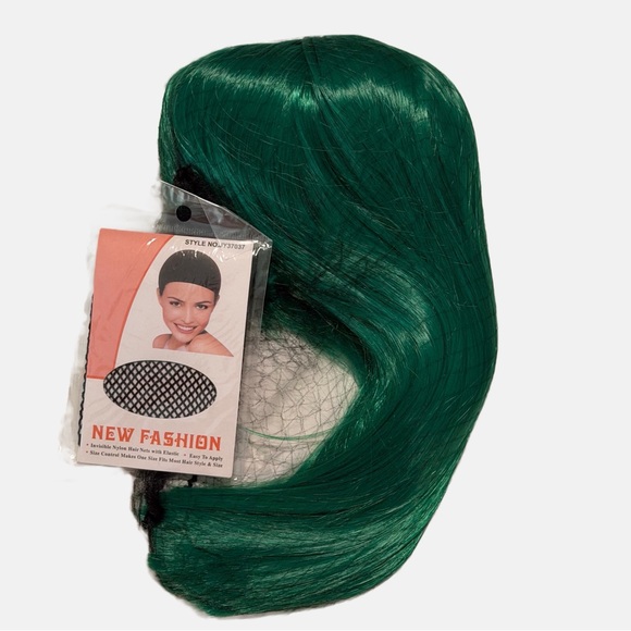 Vibrant Green Bob Wig | Women's Cosplay Green Wig with Bangs | 14" Green Wig - Picture 2 of 2